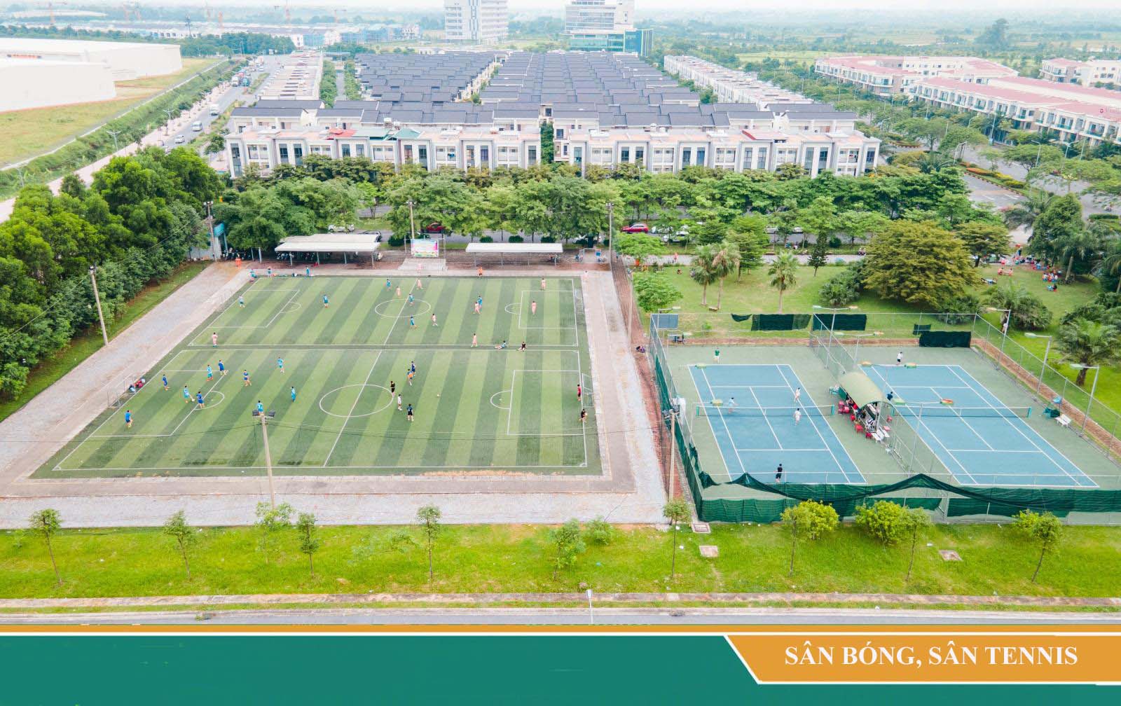 Khu thể thao hiện hữu đồi cỏ, sân bóng, sân tennis